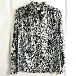 J Crew Leopard Button down Shirt in   Black and Gray XS EUC